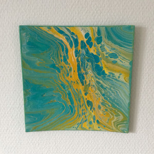 Acrylic Pouring av Rito Krea - Pouring Painting 20x20 cm - Pouring Painting 20x20 cm